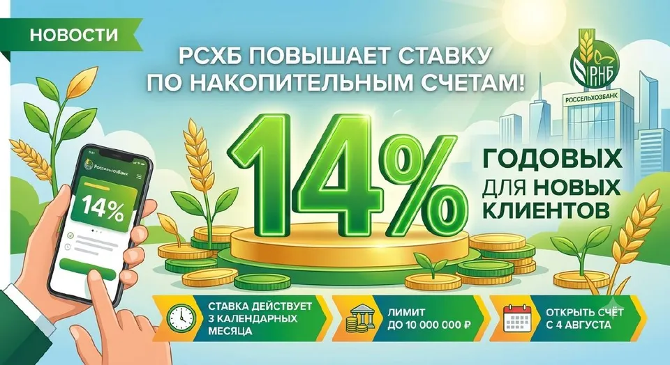 РСХБ повысит ставку по накопительным счетам до 14%