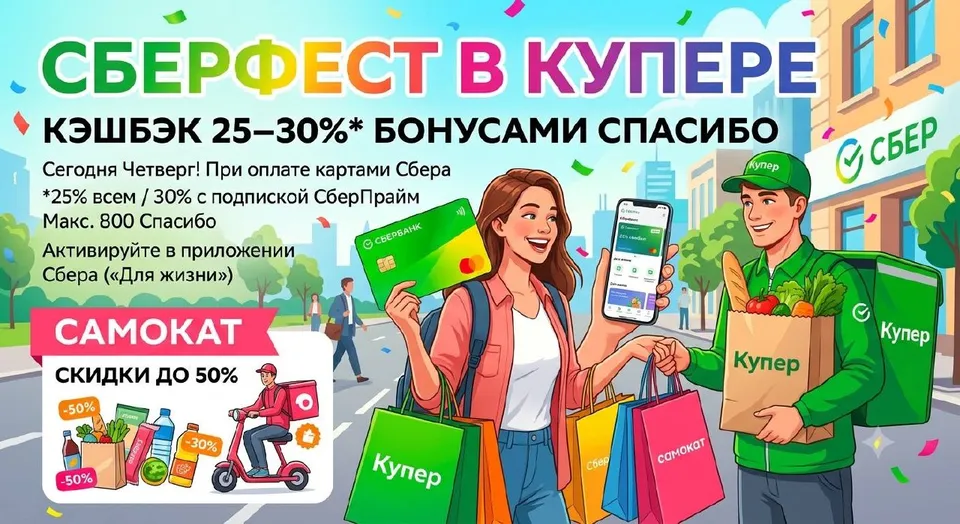 СберФест: до 30% кэшбэка СберСпасибо в Купере