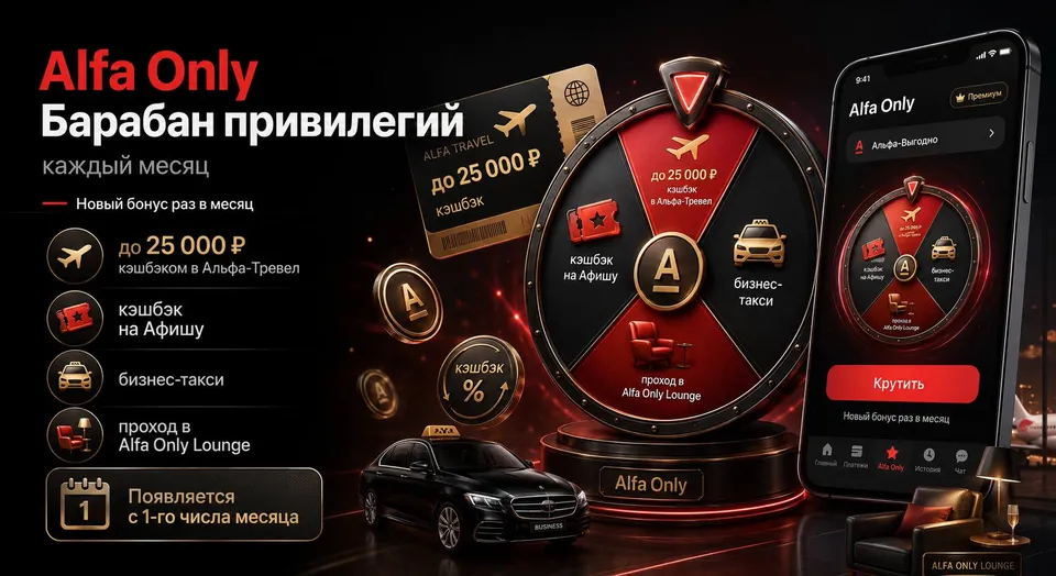 Alfa Only: барабан с бонусами каждый месяц