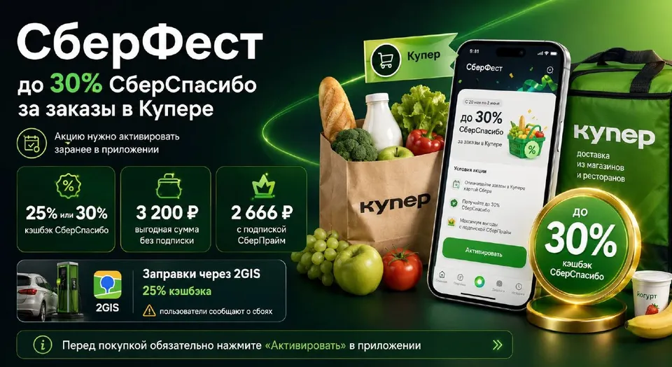 СберФест: до 30% СберСпасибо за заказы в Купере
