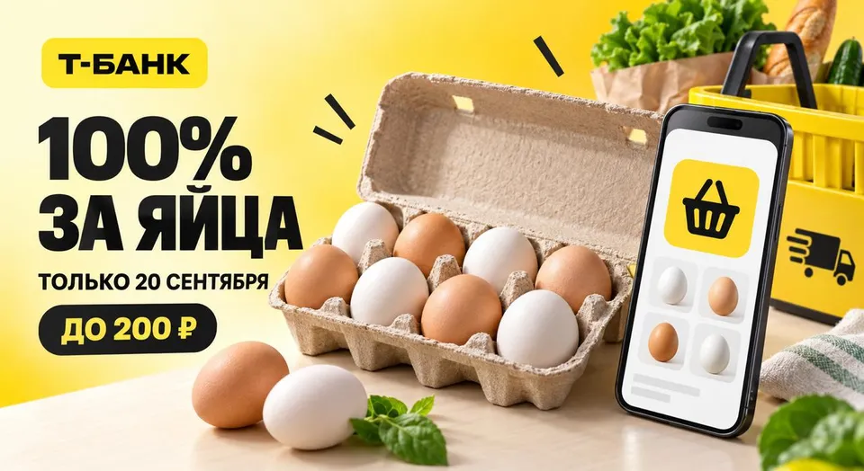 Т-Банк вернёт 100% за куриные яйца — только 20 сентября