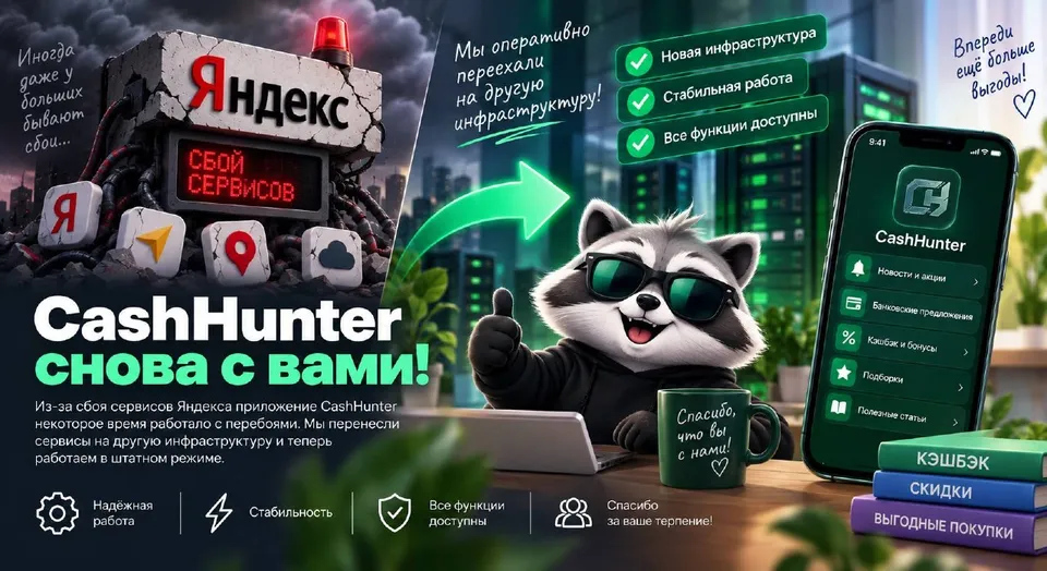 CashHunter восстановил стабильную работу после сбоя сервисов Яндекса