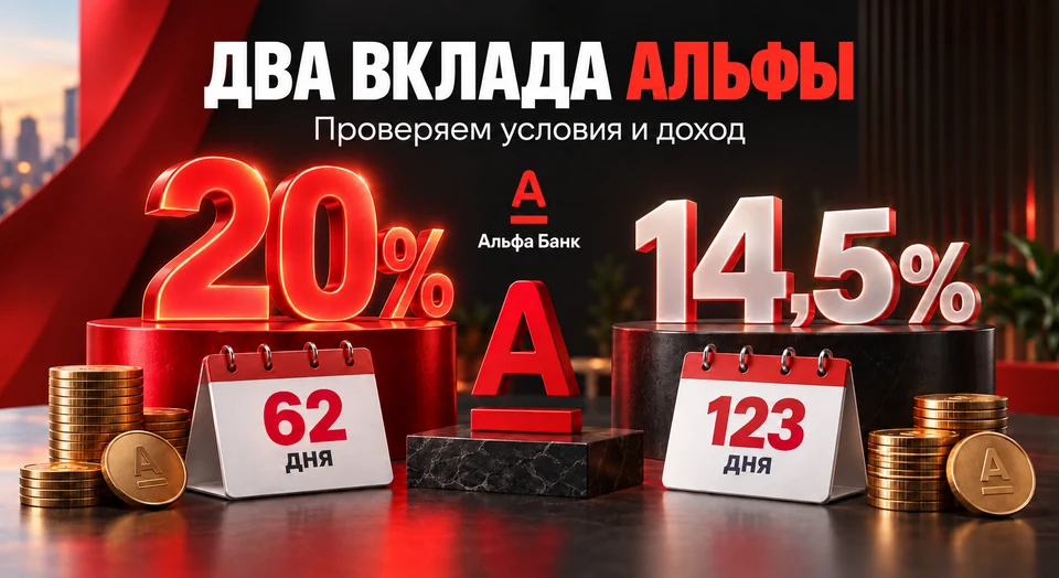 Два вклада Альфа-Банка: 20% на 62 дня и 14,5% на 123 дня